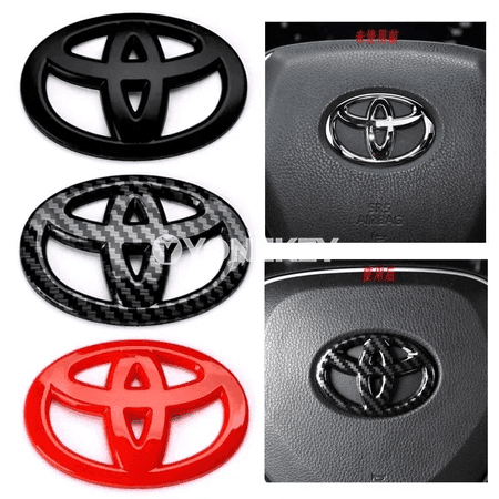 Toyota üçin karbon görnüşli rul bezeg stikeri 6.5×4.5 sm