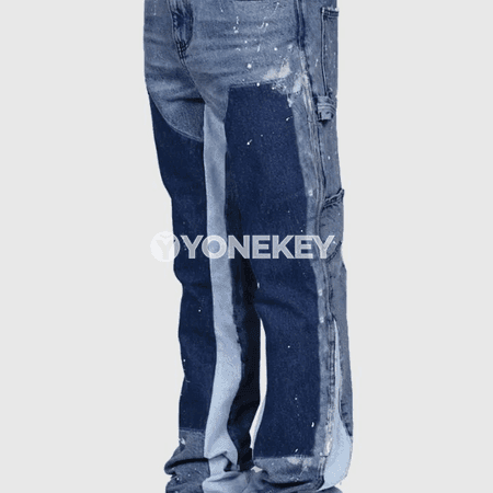 Erkekleriň ýuwulan denim jeansleri, dar aýakly we gündelik stil