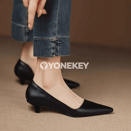 Zenanlar üçin fransuz retro ýiti burun slingback aýakgaplar, pes ökçeli