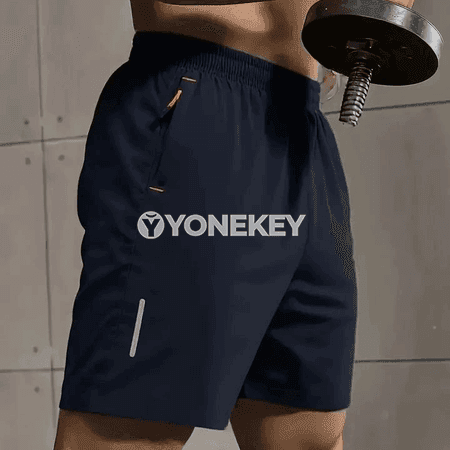 Erkekler üçin ýeňil sport şortik — elastik boýun, dem alýan ýazky model