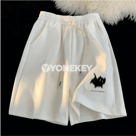 Erkekler üçin giň kesimli sport şortiklar, çaply rahat model