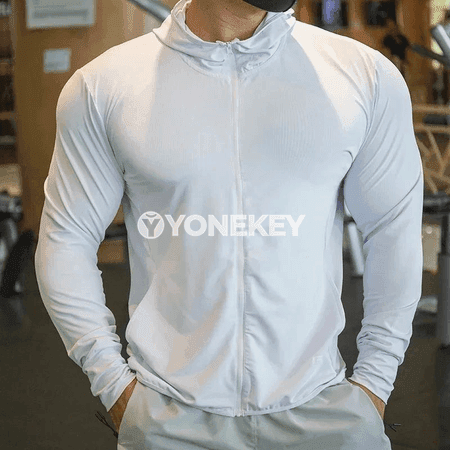 Erkekler üçin giň kesimli uzun ýeňli sport we fitnes köýnegi