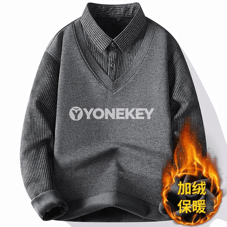 Erkekler üçin ýyly içi fleesli uzyn ýeňli polo köýnek