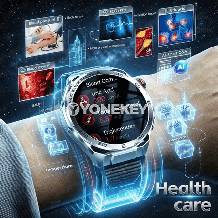 GUHUAVMI AI-GPT ECG saglyk akylly sagat, Bluetooth jaňly, AMOLED