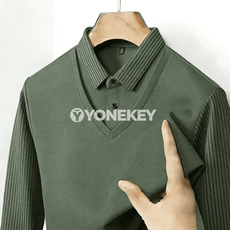 Erkekler üçin ýeňil zolakly uzyn ýeňli köýnek, casual stil