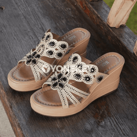 Zenanlar üçin ýyladyşly rhinestone bezegli tomus sandallary