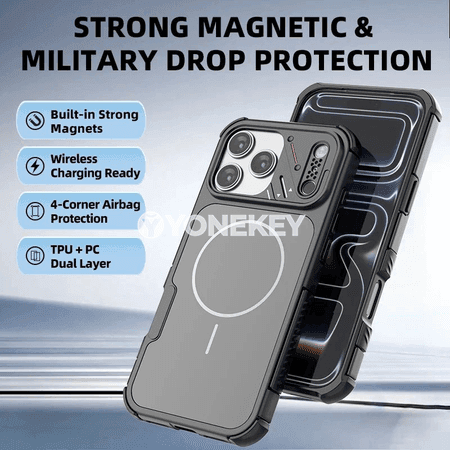iPhone üçin MagSafe berk magnitli anti-täsirli armor gapagy