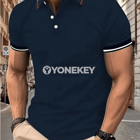 Erkekler üçin gysga ýeňli ýakaly gündelik futbolka