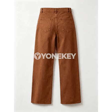 Aýal üçin ýokary belli giň balak, rahat giň ganat jeans
