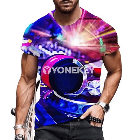 3D çaply sahna DJ futbolkasy — erkekler we aýallar üçin