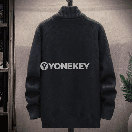 Erkekler üçin ýyly trikotaž fliş kardigan — güýz-gyş, slim fit