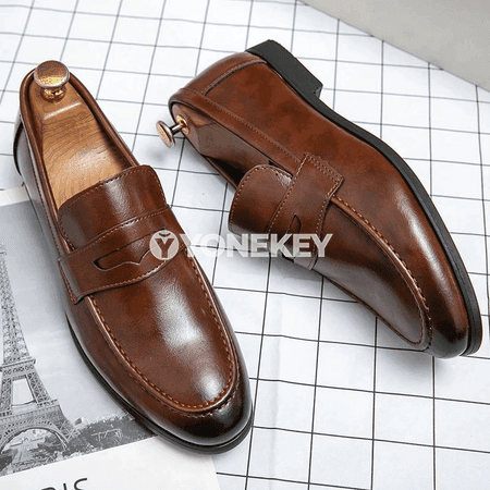 Erkekler üçin ofis we toý köwüşleri, deri loafers, slip-on