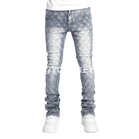 Erkekler üçin streçli daşly dar jeans balaklar