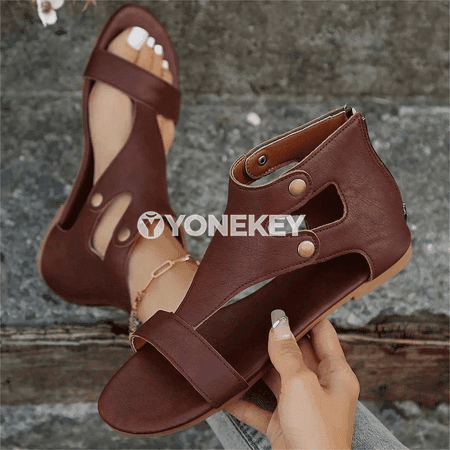 Zenanlar üçin retro topukly arkaýyn sandallar