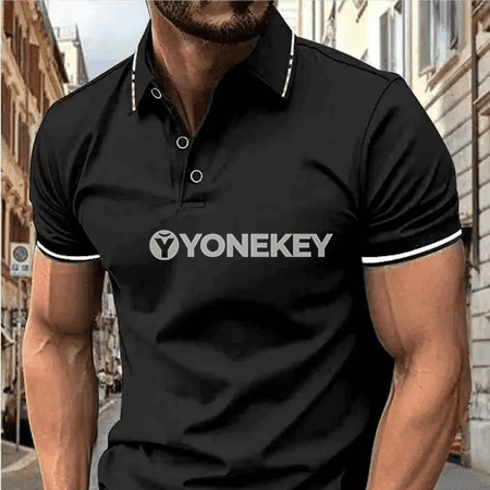 Erkekler üçin ýazky polo futbolka, gysga ýeňli
