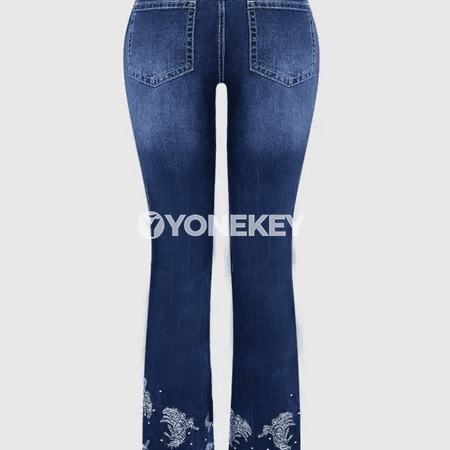 Zenanlar üçin giň göwrümli denim jeans jalbar, rahat kesim