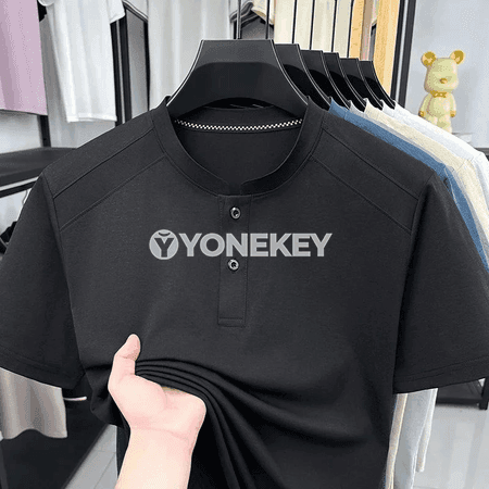Erkekler üçin ýazlyk Henley boýunly ýeňil we dem alýan futbolka