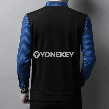Erkekler üçin ýazgyly uzyn ýeňli polo futbolka, gyrlyşmaga garşy