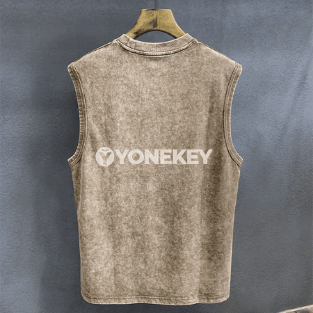 Erkekler üçin ýeňil, giň kesimli sport tank topy, ýeňsiz pagta maýka