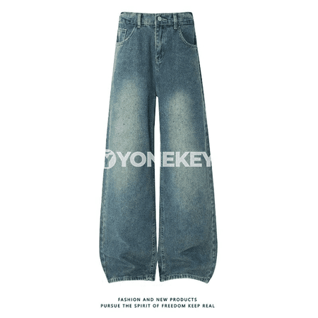 Erkekler üçin açyk gök giň kesimli gündelik denim balaklar