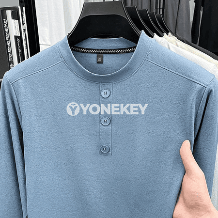 Erkekler üçin uzyn ýeňli Henley boýun lyža ýeňil köýnek