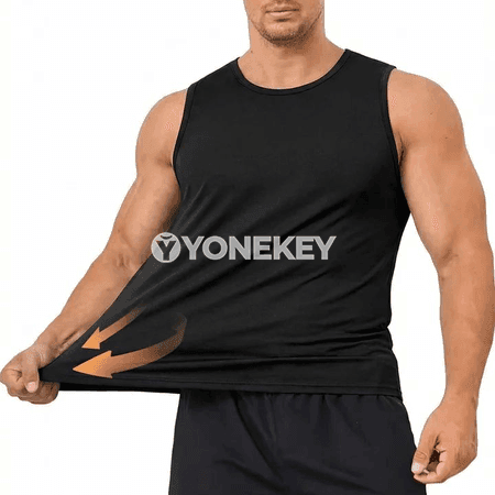 Erkekler üçin ýeňil, çalt gurýan sport maýkasy, ýeňsiz