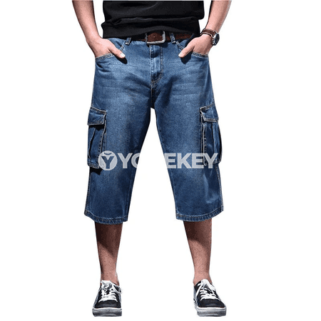 2025 ýazyndaky inçe erkek jeans şortigi, köp jübülü, rahat