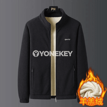 Erkekler üçin gyşky polar jaket, dik ýaka, ýyly we ýumşak