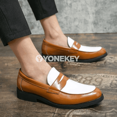 Erkekler üçin klassik brog loafers, gara-goňur, resmi köwüşler