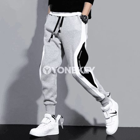Erkekler üçin ýeňil sport balaklary, patchwork görnüşli gündelik model