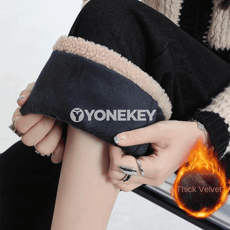 Zenanlar üçin gyş denim jalbar, ýyly, göni kesimli, kemerli