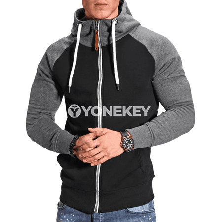 Erkekler üçin zippeli hoodili ýyly sweatshirt, gyş güýz modeli