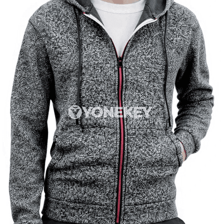 Erkekler üçin kapýuşonly fermuarly jaket, güýz-gyş üçin rahat