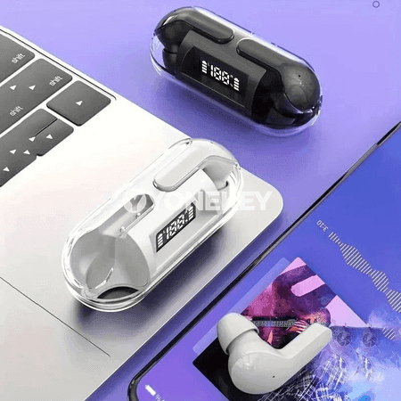 Bluetooth 5.3 simsiz TWS nauşnik, täsirli sesli we mikrofonly