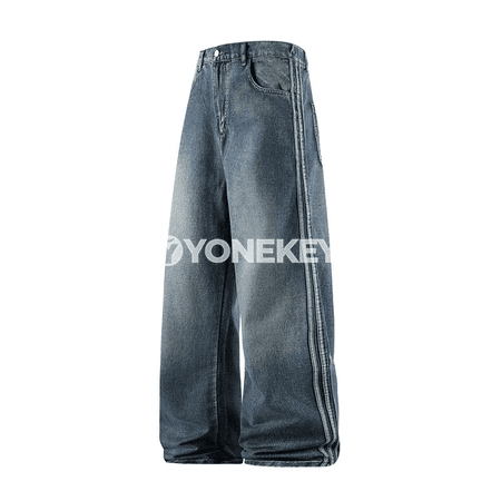 Erkekler üçin giň kesimli baggy jinsy balaklar, gündelik moda stil
