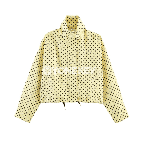 Zenanlar üçin nokatly stend boýunly ýeňil jaket, giň kesimli