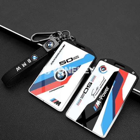 BMW üçin NFC awtoulag açar örtügi, premium deri-metal keychain