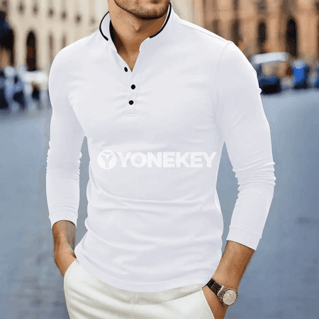 Erkekler üçin moda we rahat uzyn ýeňli boýunly futbolka
