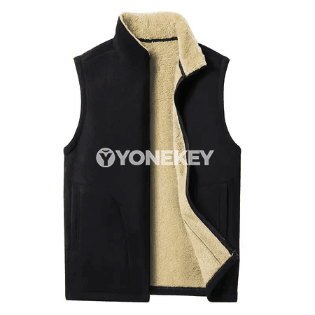 Gyş üçin ýyly erkek fleece jilet, zamokly giň kesimli