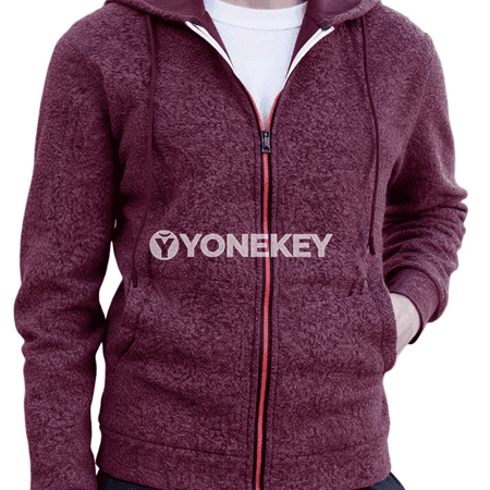 Erkekler üçin kapýuşonly fermuarly jaket, güýz-gyş üçin rahat