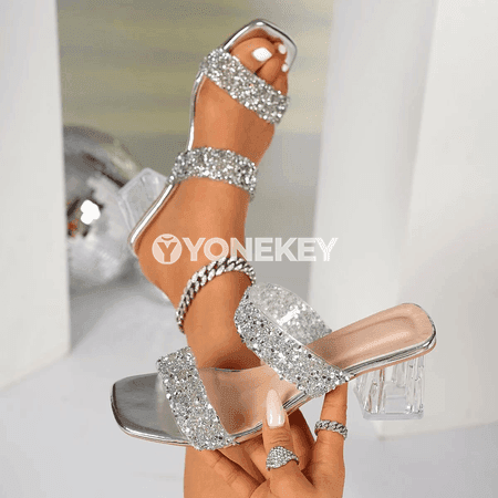 Dörtburç burunly rhinestone beýik ökjeli zenan sandal