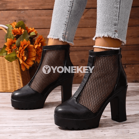 Zenanlar üçin ýokary ökjekli platformaly fermuarly sandals ökjek aýakgaplar