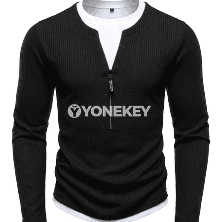 Erkekler üçin slim fit iki gatlakly ýarym zippersiz uzyn ýeňli futbolka