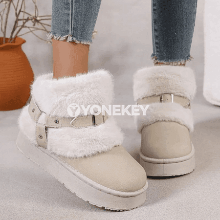 Zenanlar üçin ýyly platformaly plyuş gyş ädikleri, bukjaly