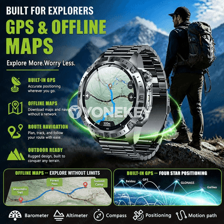 Offline kartaly GPS akylly sagat, 10ATM, AMOLED sport modeli