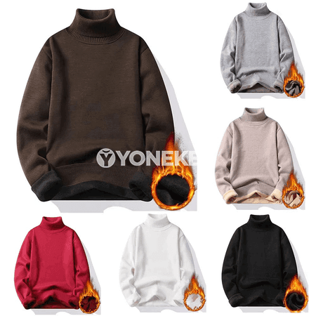 Erkekler üçin ýyly turtleneck switer, güýz-gyş gündelik stil