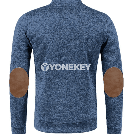 Erkekler üçin ýaz- güýz ziperli göni ýakaly trikotaž switer jaket