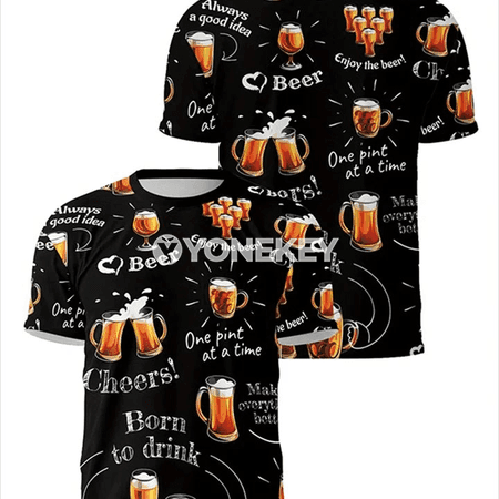 Erkekler üçin 3D oktýabr festiwal futbolkasy, vintage stil
