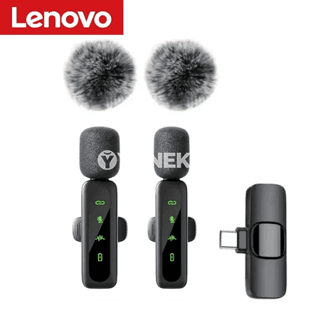 Lenovo simsiz lavalier mikrofon, gaýtadan zarýad berilýän, ýazgy we stream üçin