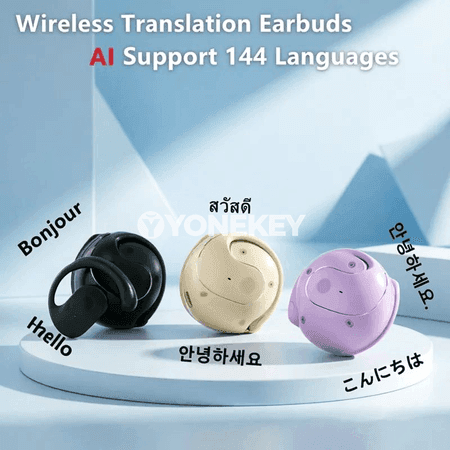 144 dil üçin AI Bluetooth terjime nauşnikleri, simsiz